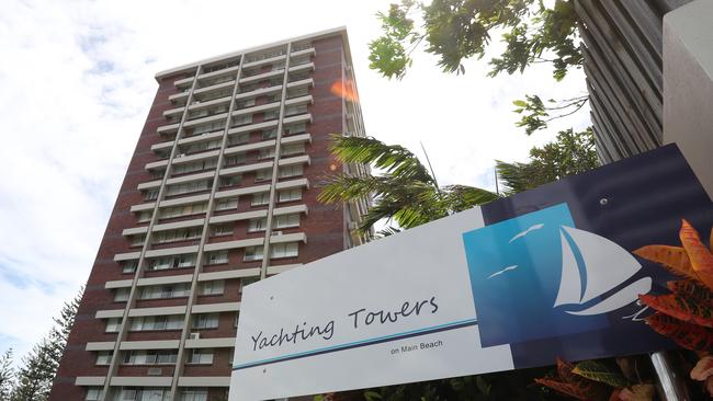 Exterior of Yachting Towers building in Main Beach.