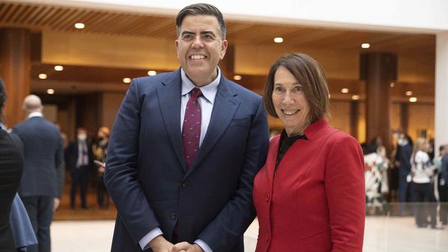 Speaker of the House of Representatives Milton Dick, left, with Senate presiident Sue Lines at Parliament House in Canberra on Wednesday. Picture: Gary Ramage