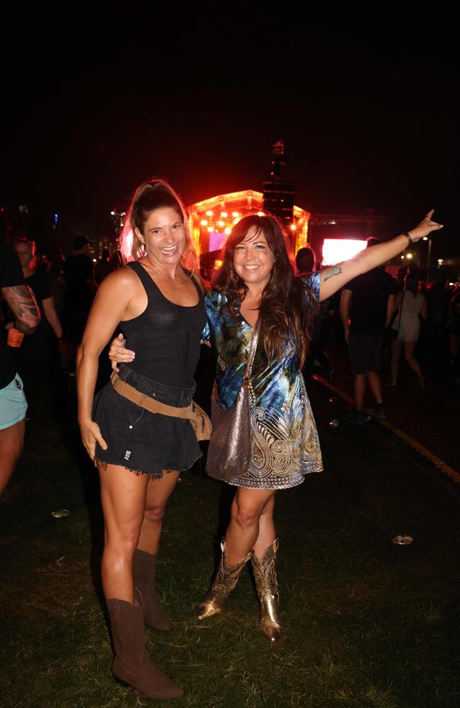 Emma Peart and Nikki Fern at the Lookout Festival 2024 at Broadwater Parklands for Gold Coast at Large. Picture: Portia Large