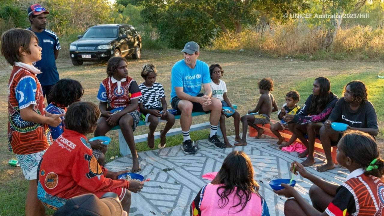 Pat Cummins visited Borroloola in 2023 as a UNICEF Ambassador.