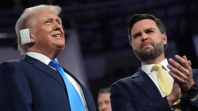 Donald Trump and JD Vance on the first night of the Republican National Convention. Picture: Getty Images/AFP