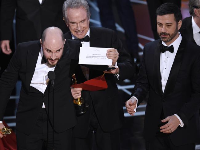 Arguably the biggest stuff-up in Oscars history. Picture: Chris Pizzello/Invision/AP