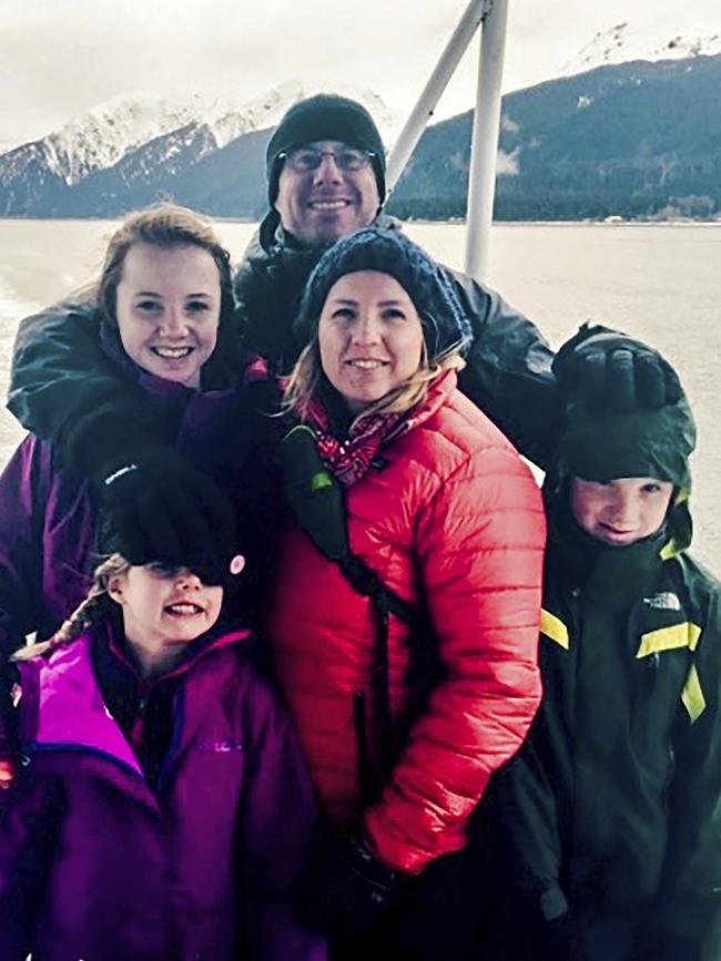 Captain Ian McBeth with daughters Abigail and Ella, wife Bowdie, and son Calvin. Picture: AP