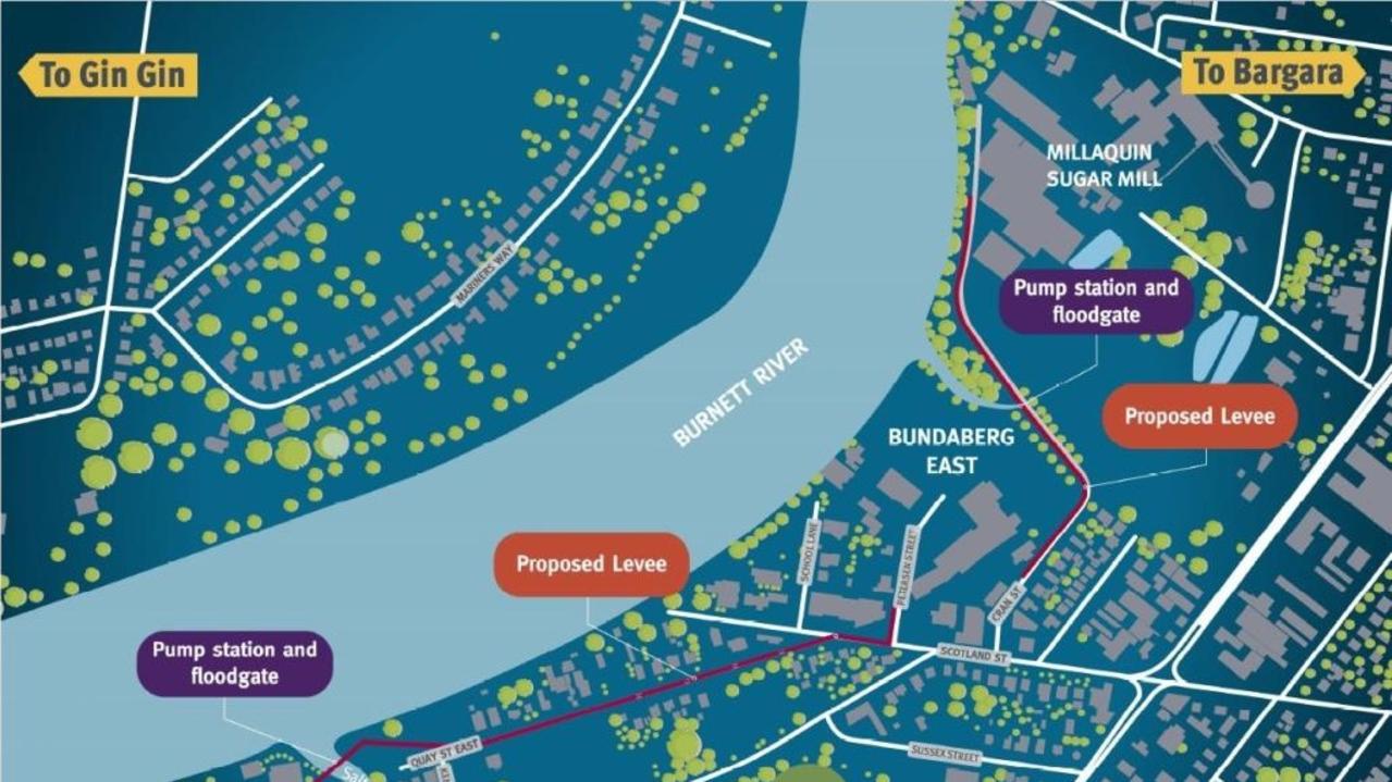 The concept design for the Bundaberg East Levee consists of about 1.7km of levee near the Burnett River’s southern bank with flood gates, flood doors and pump stations. It is jointly funded by the Australian and Queensland governments and is supported by the Bundaberg Regional Council.