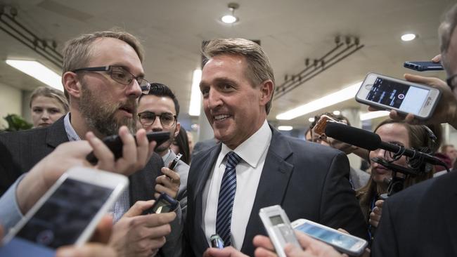 Senator Jeff Flake declared his own party to be complicit in the Trump administration. Picture: AP Photo/J. Scott Applewhite