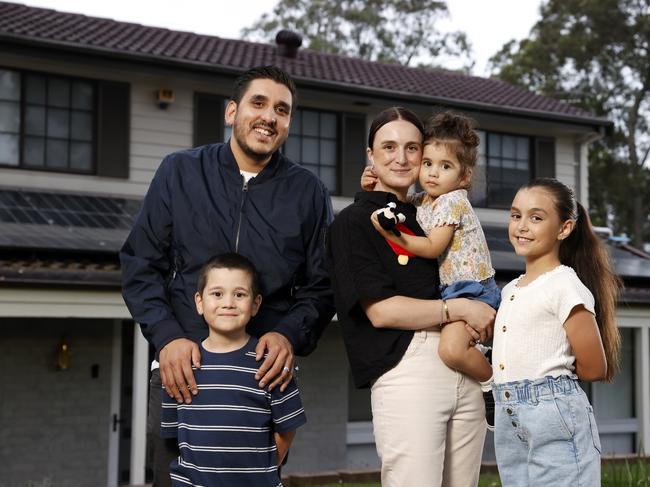 Zaheer Jappie and Michelle Saunders, with kids Laila and Yaqub, will soon move into a home they will rent to own. Picture: Jonathan Ng