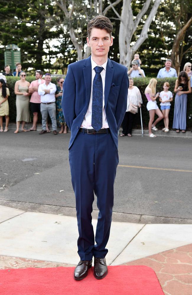 Issac Apalais at Centenary Heights State High School formal. Picture; Patrick Woods.