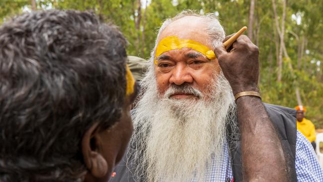 Senator Patrick Dodson during the Garma Festival 2022 at Gulkula. Picture: Tamati Smith/ Getty Images