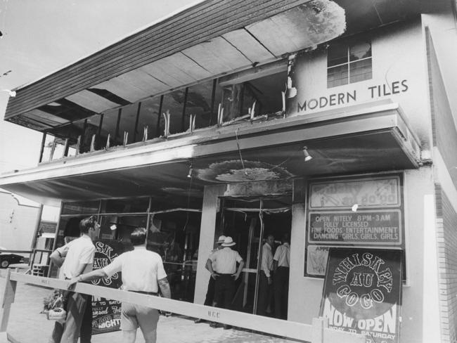 The Whiskey Au Go Go Nightclub exterior after the firebombing.