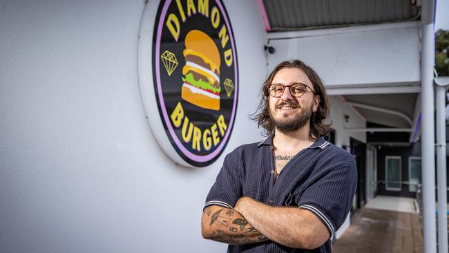 Owner Josh Rivers at his original Diamond Burger location in Glenunga in 2023. Picture: Tom Huntley