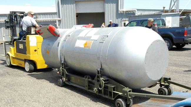 A US B53 nuclear bomb in Amarillo, Texas, in 2011. Picture: AFP / US Department of Energy