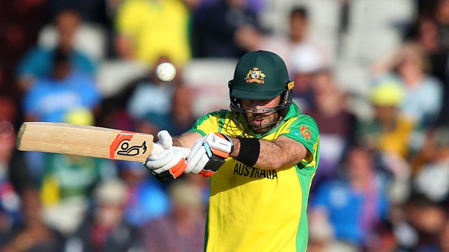 Glenn Maxwell skies a pull shot at the World Cup. Picture: Alex Livesey/Getty