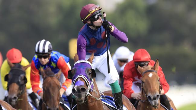 Robbie Dolan winning the Group 1 The Galaxy on Shelby Sixtysix last year. Picture: Getty Images