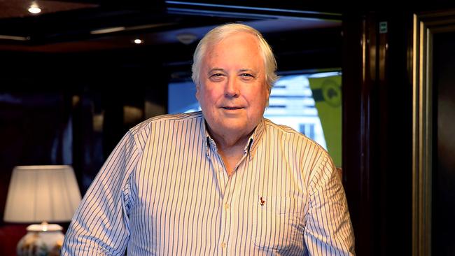 Mining billionaire Clive Palmer on his superyacht ‘Australia’ in Sydney harbour. Picture: Jane Dempster/The Australian