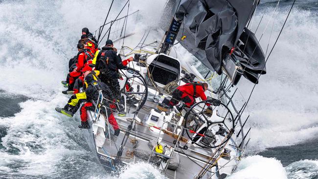 This handout image taken on December 28 and received from Rolex on December 30, 2023 shows the yacht Alive during the annual Sydney to Hobart yacht race in Hobart. Australian yacht Alive was December 30 crowned the overall winner of the prestigious Sydney-Hobart race, overcoming perilous storms that forced several damaged competitors to retire. (Photo by Kurt Arrigo / ROLEX / AFP) / RESTRICTED TO EDITORIAL USE - MANDATORY CREDIT "AFP PHOTO / ROLEX / KURT ARRIGO" - NO MARKETING NO ADVERTISING CAMPAIGNS - DISTRIBUTED AS A SERVICE TO CLIENTS - NO ARCHIVE