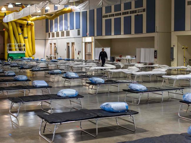 A temporary hospital which has been created by members of the California National Guard in Indio, California. Picture: AFP