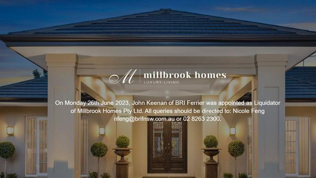 Luxury builder Millbrook Homes has gone bust.