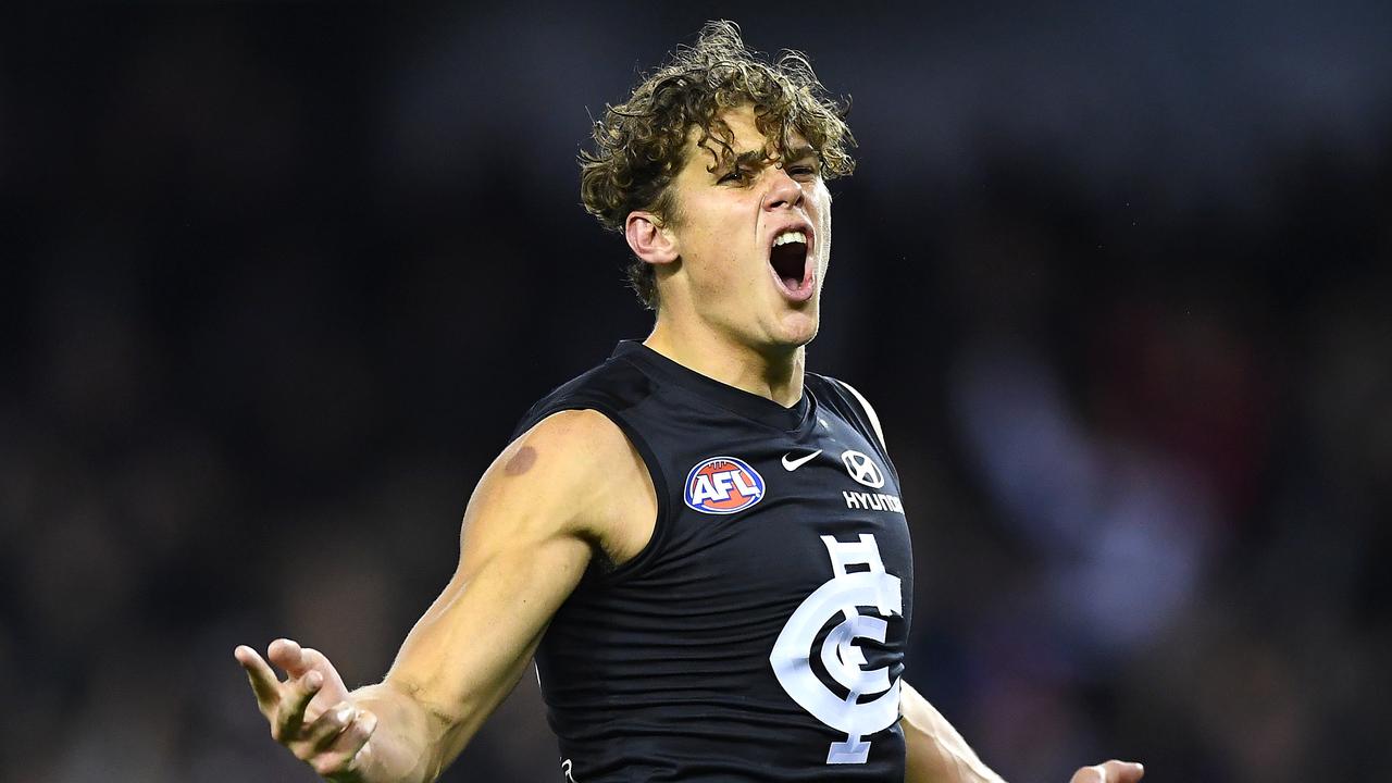 Charlie Curnow is expected to be back for Carlton’s first Friday night game of the season. Picture: Quinn Rooney/Getty Images