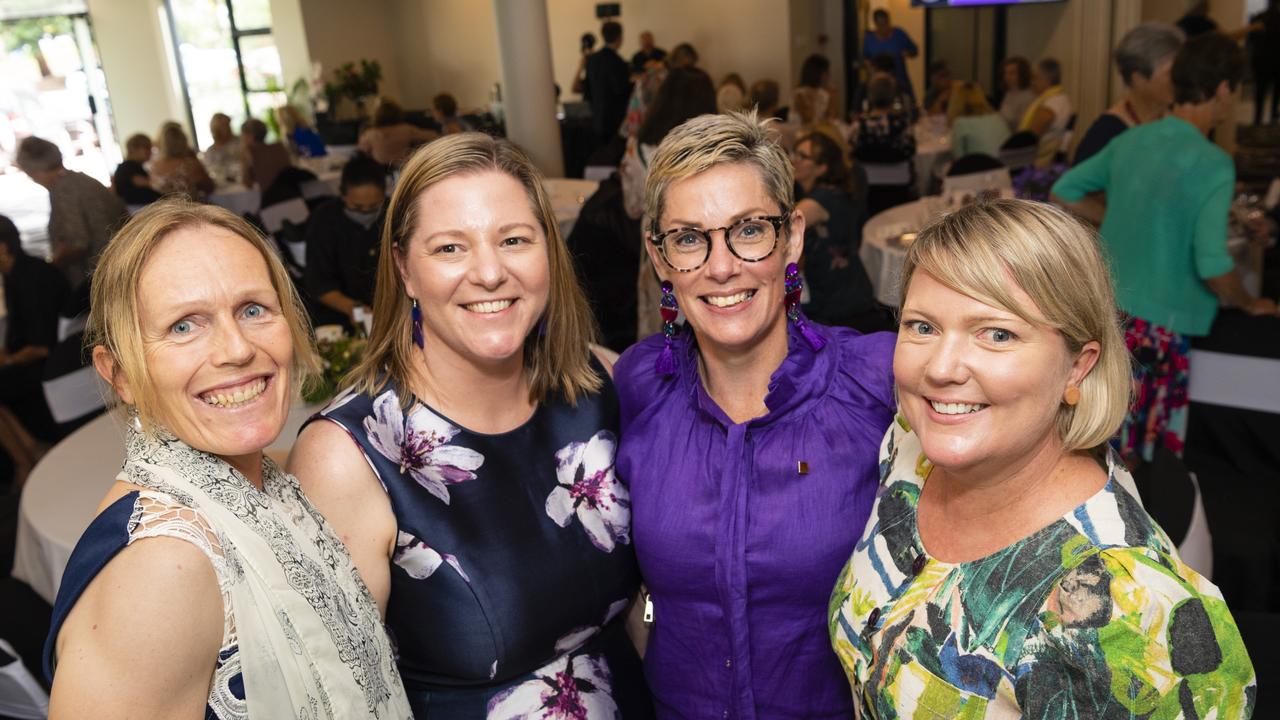 At the International Women's Day luncheon are representing YWCA (from left) Michelle Reay, Tanya Zeller, Kylie Elisaia and Francene Bain presented by Zonta Club of Toowoomba Area at Picnic Point, Friday, March 4, 2022. Picture: Kevin Farmer