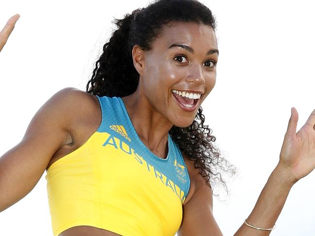 Olympic athlete Morgan Mitchell shows off the new track and field uniform. Picture: John Appleyard