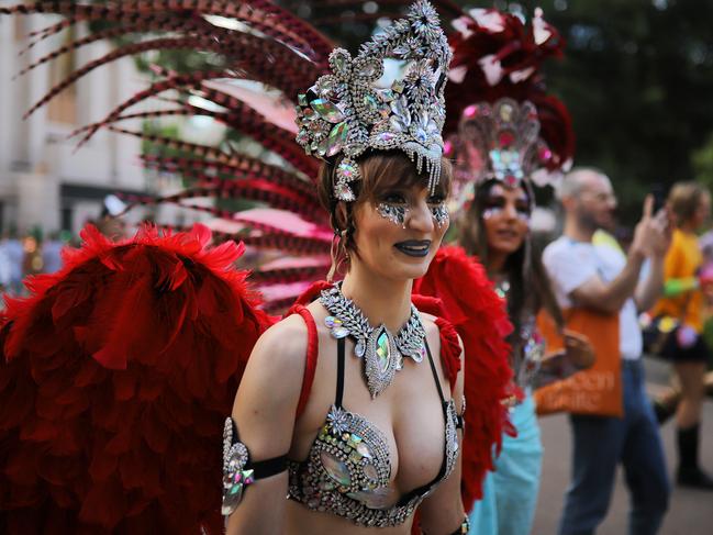 Feathers, elaborate head gear and scanty attire were the order of the night. Picture: AAP