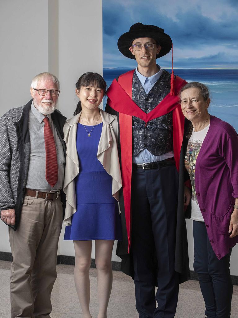 UTAS Graduation at the Hotel Grand Chancellor Hobart, Fred Koolhof, Haruhi Wabiko, Iain Koolhof and Liz Koolhof all of Hobart. Picture: Chris Kidd