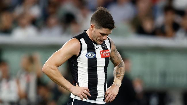 Jack Crisp looks dejected after going down to the Swans in Round 1. Picture: Michael Willson/AFL Photos via Getty Images.