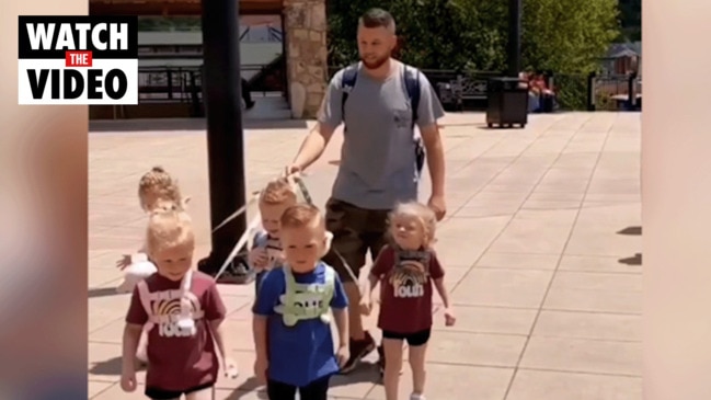 ‘Not dogs’: US dad slammed for using leashes for five kids | news.com ...