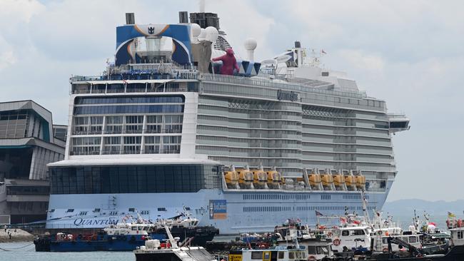 The Royal Caribbean cruise ship "Quantum of the Seas" docked at Marina Bay Cruise Centre in Singapore. Picture: Roslan Rahman/AFP