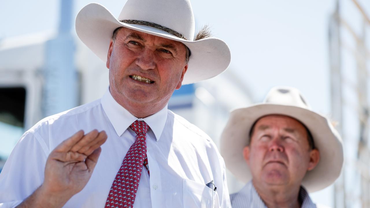 Deputy Prime Minister Barnaby Joyce campaigning in regional Queensland. Picture: Supplied by Mr Joyce’s office.