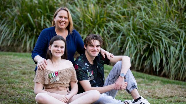 Legacy widow Rebecca Beckwith and her children William and Ella. Picture: Hannah Photography