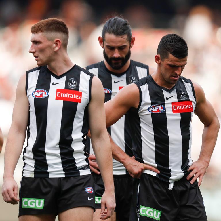 Mark Keane during one of his four games for Collingwood in 2021. Picture: Michael Willson/AFL Photos via Getty Images