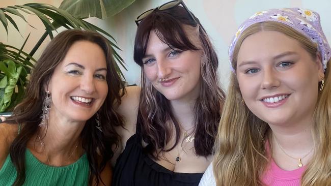 Hackham car crash victim Georgina Heath, left, with Teyah Heath and Jessie Heath. Picture: Supplied.