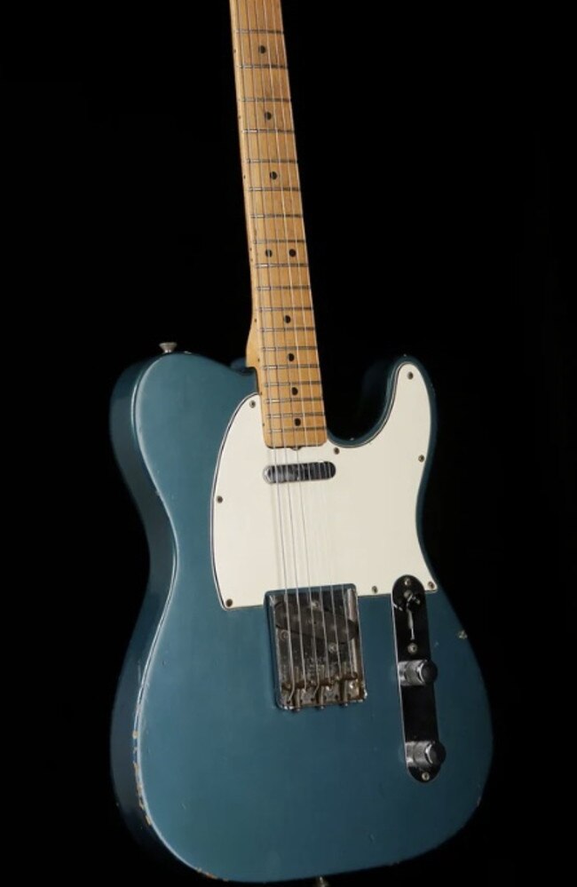 A 1966 Fender Telecaster ‘Lake Placid Blue’ guitar owned by Guy Pearce is for sale via The Acoustic Centre in South Melbourne. Picture: The Acoustic Centre.