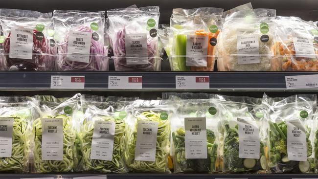 Pre-prepared vegetables on offer at David Jones Food at Malvern Central.