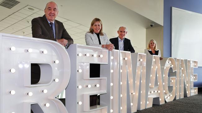 Former Premier Bob Borbidge, with Gold Coast MPs Angie Bell, Stuart Robert and Karen Andrews at the Reimagine Gold Coast forum at Gold Coast Convention and Exhibition Centre on Thursday. Picture: Glenn Hampson