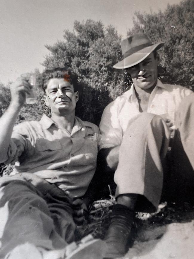 The author’s father, Roy Thomas, and a mate, broken down in 1966.