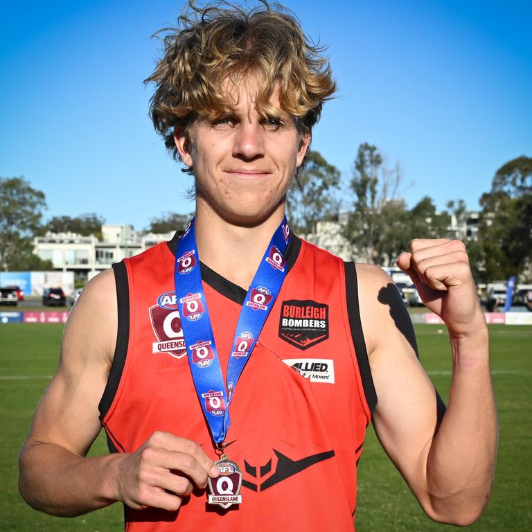 Zeke Ulwund of Burleigh Bombers won the best on ground award for the QFA Div 2 South Seniors. Picture: Supplied