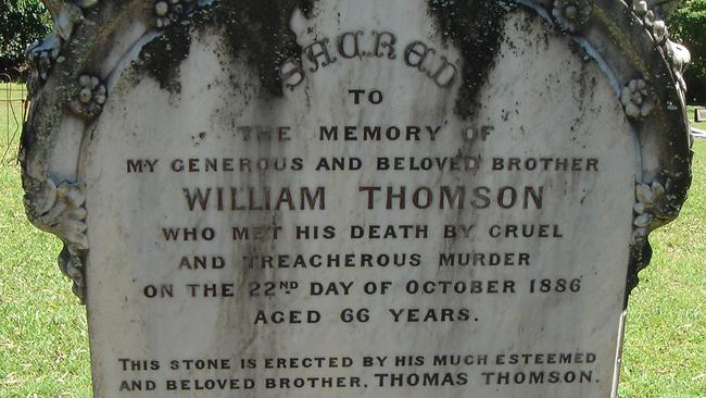 The grave stone of William Thomson at the Port Douglas cemetery. Picture: Supplied