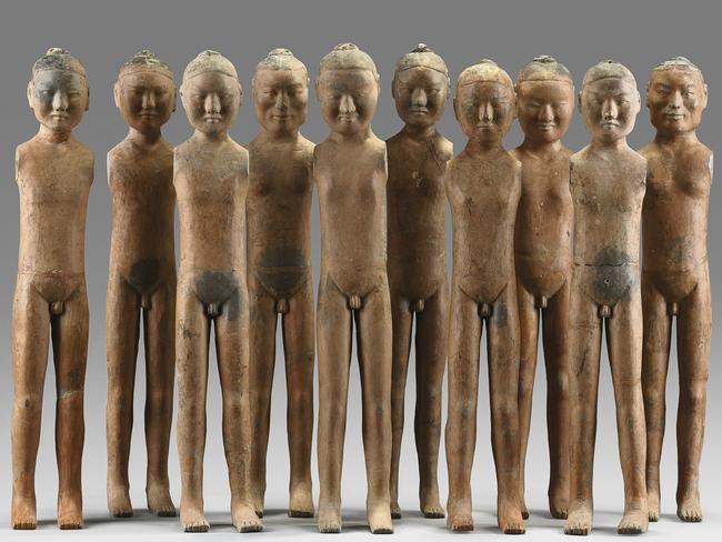 The soldiers suggest a multicultural, multi-faith Western Han dynasty.