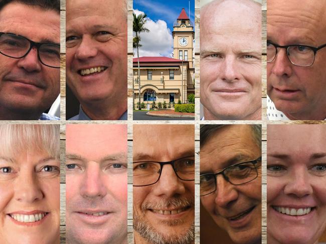 Gympie Regional Councillors (clockwise from left) Bruce Devereaux, Warren Polley, Town Hall, Mayor Glen Hartwig, Bob Fredman, Jess Milne, Deputy Mayor Hilary Smerdon, Dan Stewart, Shane Waldock and Dolly Jensen.