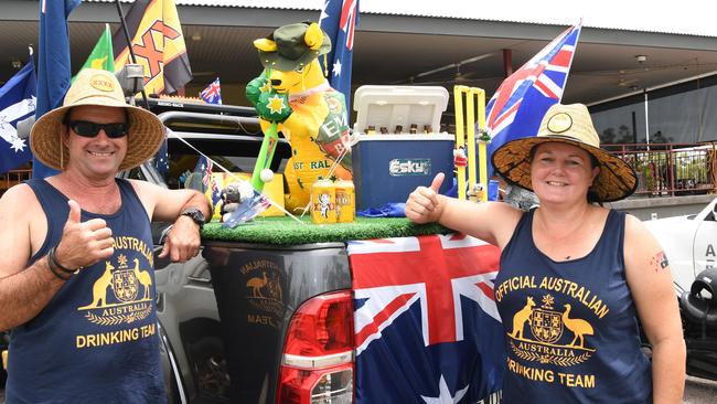 Sandie and Grant Stack celebrate Australia Day at the Berry Springs Tavern. Picture: Katrina Bridgeford