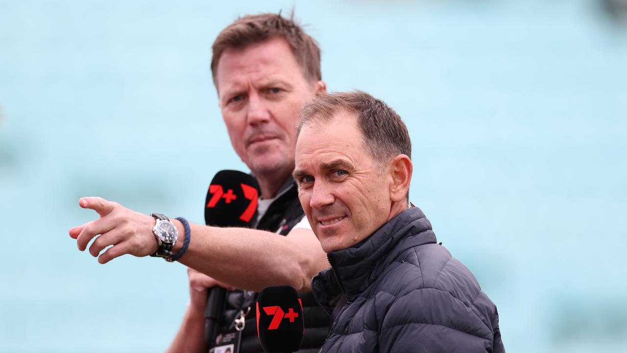 Justin Langer and James Brayshaw look on during prior to the ICC World Test Championship Final at The Oval. (Photo by Ryan Pierse/Getty Images)