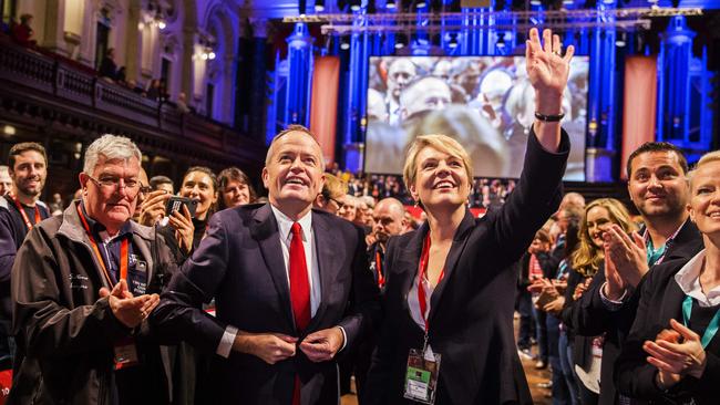 Bill Shorten and deputy leader Tanya Plibersek depart the NSW Labor conference in Sydney yesterday. Picture: Jenny Evans