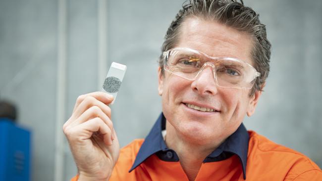 Renascor Resources' David Christensen with another graphite sample. Picture: Don Brice