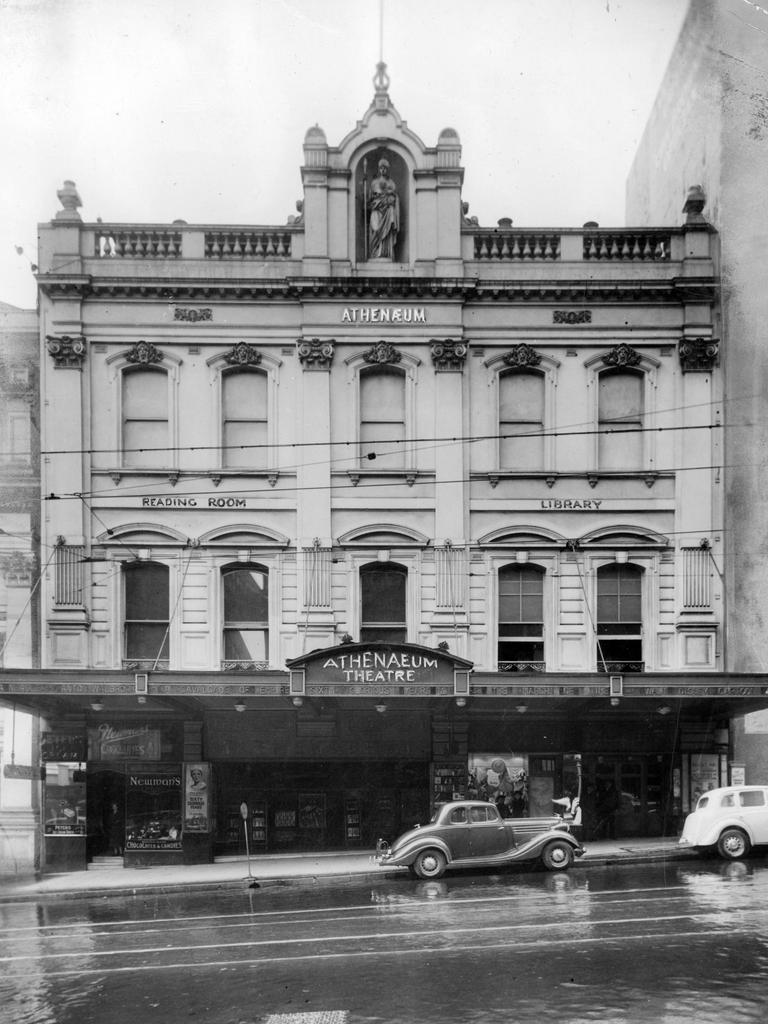 A circa-1940 photo of the Athenaeum Theatre on Collins St. Picture: News Corp/Newspix.