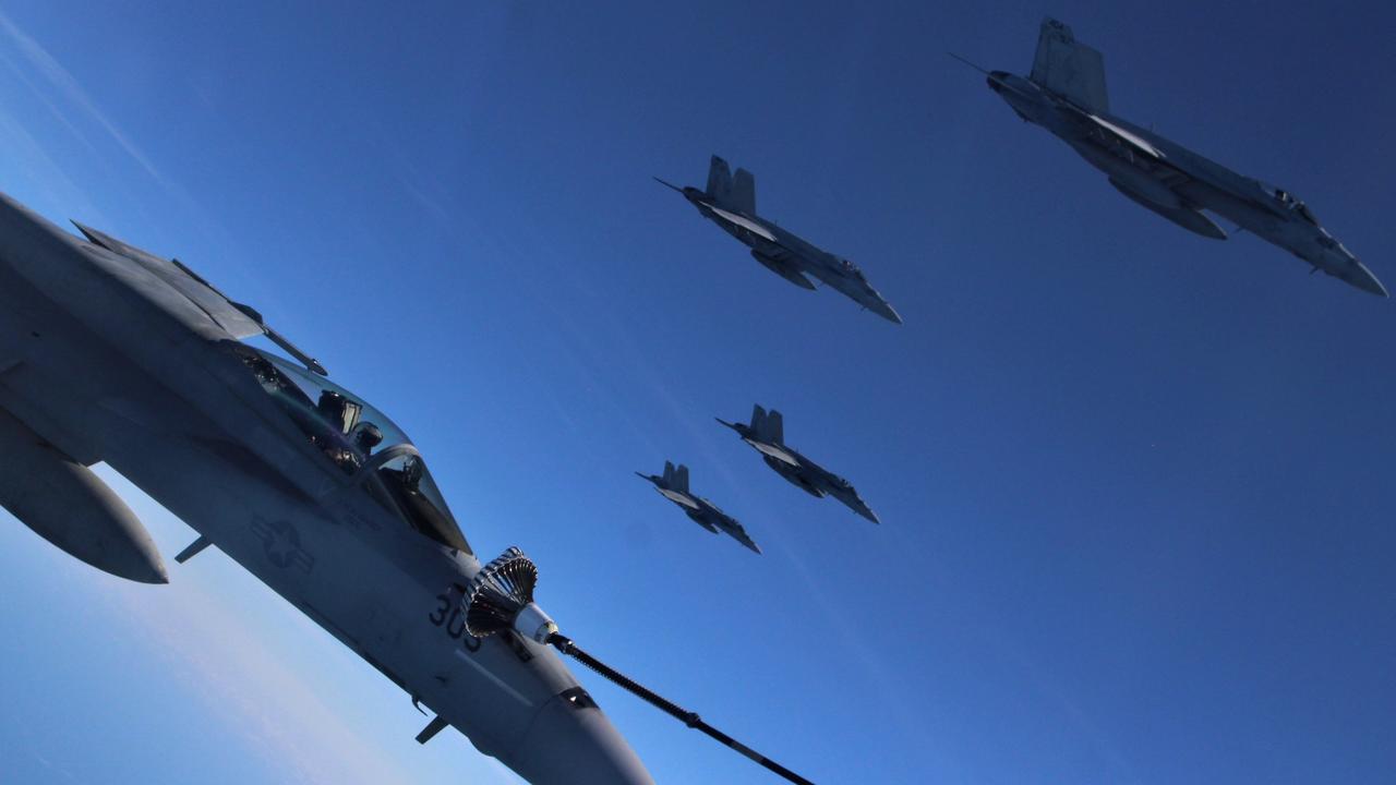 US fighter jets refuel from a Royal Australian Air Force KC-30A during exercise Talisman Sabre 2023. Picture: Jason Walls