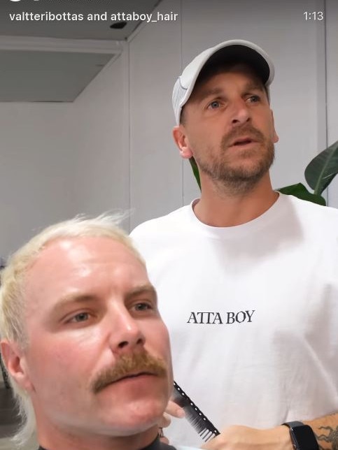 Valtteri Bottas gets his hair cut at Atta Boy Hair. Picture: Instagram