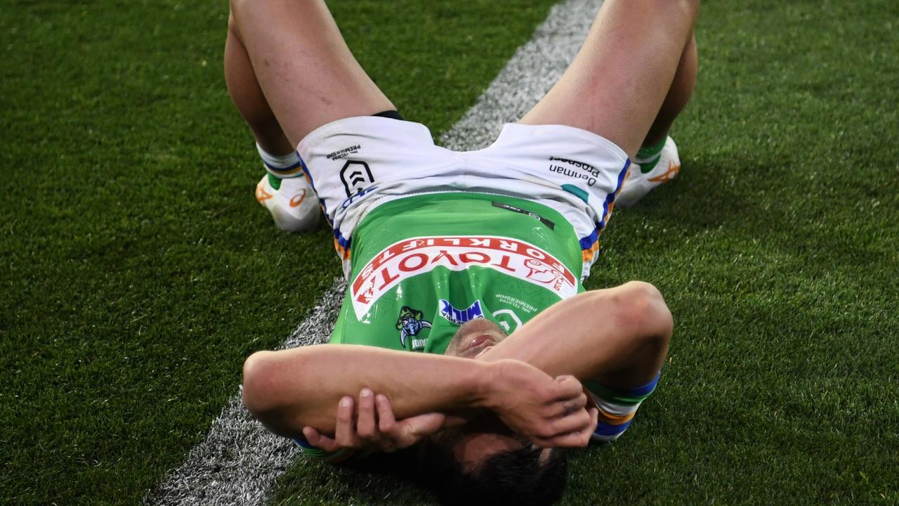 The Raiders were distraught after last year’s brutal loss. Picture: NRL Photos