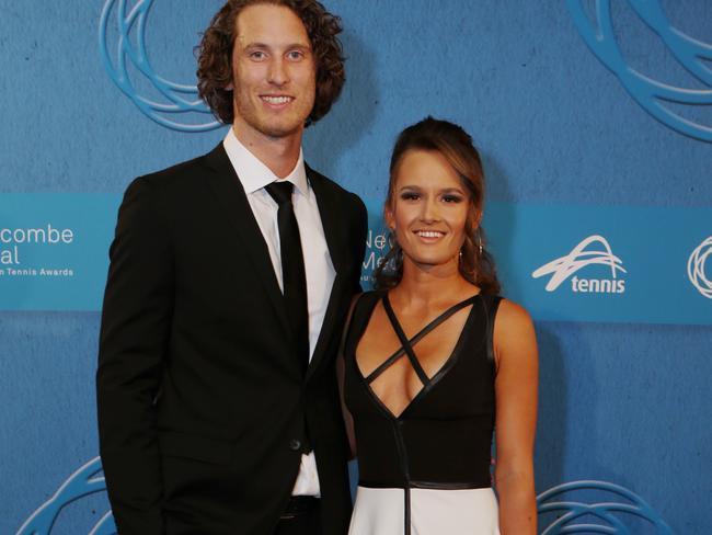 Vickery at the Newcombe Medal with wife Arina Rodionova. Picture: Julie Kiriacoudis